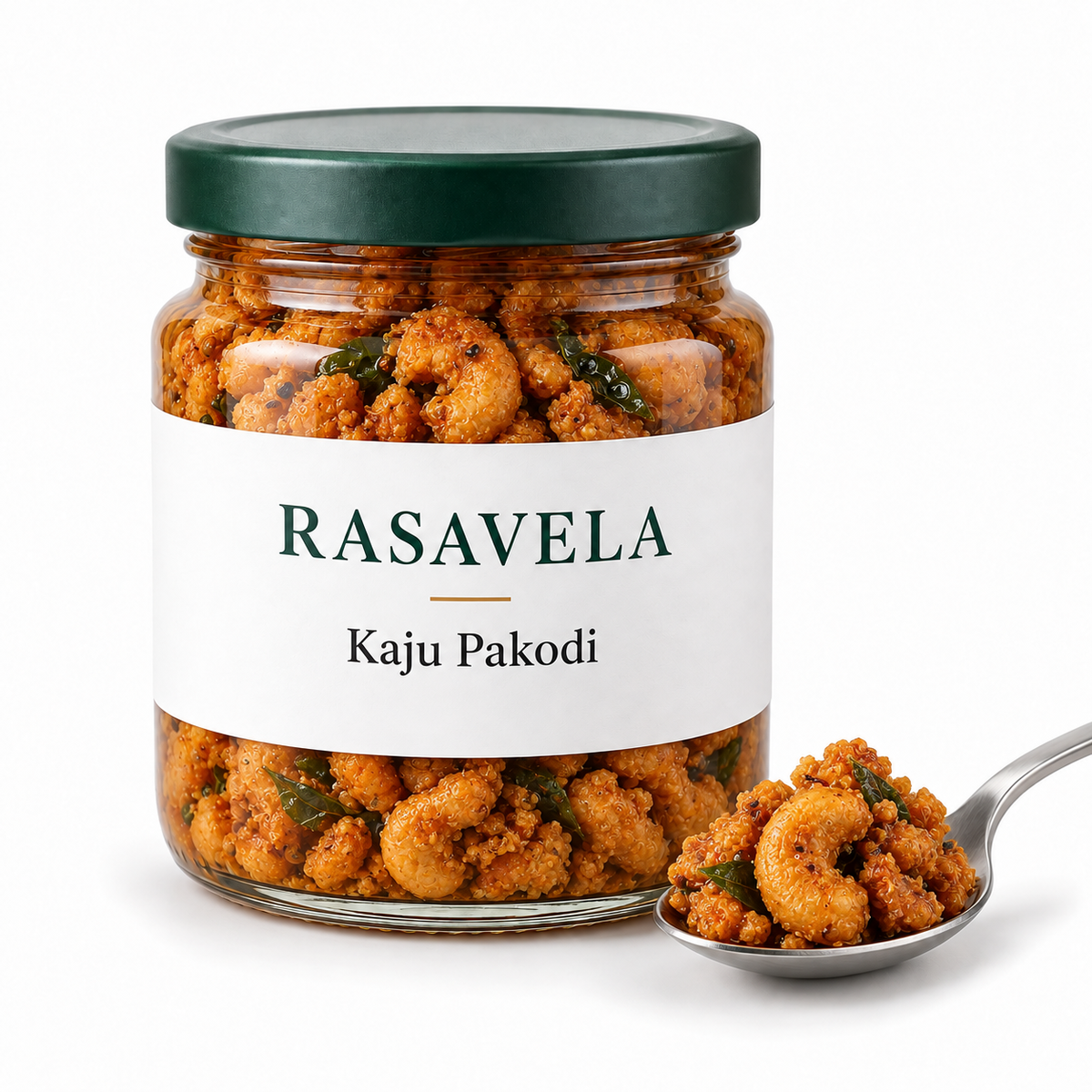 Kaju Pakodi — illustrative Rasavela packaging